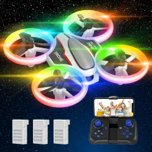 Mini Drohne mit Kamera HD 720P für Kinder, RC Drone mit Mehrfarbige LED Lichter,