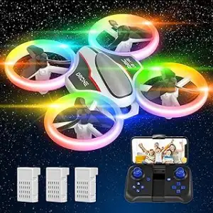 Mini Drohne mit Kamera HD 720P für Kinder, RC Drone mit Mehrfarbige LED Lichter,