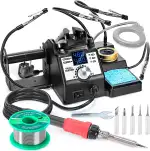 YIHUA 926LED-IV EVO 110W Lötstation lötkolben set 90~480°C Lötset mit 4 helfenden Händen, 3 zusätzliche Lötspitzen, 1 Lupe mit LED, 50g bleifreier Lötdraht, Lötdrahtspender