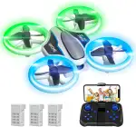 Mini Drohne mit Kamera HD 720P für Kinder, RC Drone mit LED Lichter,Quadrocopter mit 3D Flips, Kopflosem Modus und 3 Akkus,21 Min Lange Flugzeit,Spielzeug Drohne Helikopter für Kinder und Anfänger