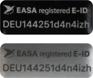 Flying-Drone Drohnen Plakette e-ID Kennzeichen Schild Alu | Design EASA registri
